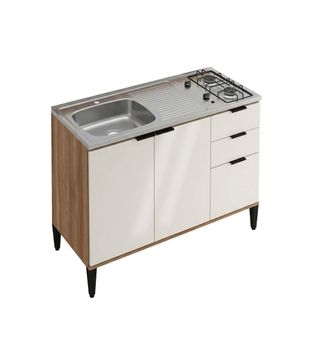 Mueble inferior de cocina 120cm lavaplat izq y estufa Beige