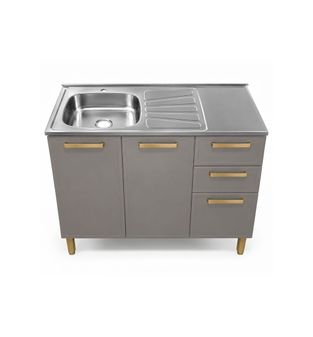 Mueble inferior de cocina 86x120x48cm en Acero Pecan