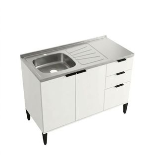 Mueble inferior de cocina 120cm con lavaplatos Izq Blanco
