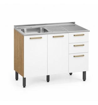 Mueble inferior de cocina con lavaplatos 85x120cm Blanco
