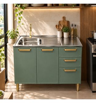 Mueble inferior de cocina con Lavaplatos 86x120cm Menta