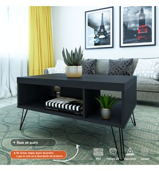 Mesa Centro Liberty 46x91x59cm 2 compartimientos Negro